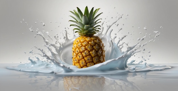 illustration of milk splash combined with pineapple for food and beverage products