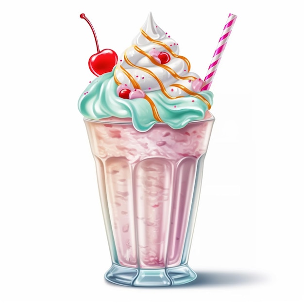 Иллюстрация молочного коктейля с битыми сливками