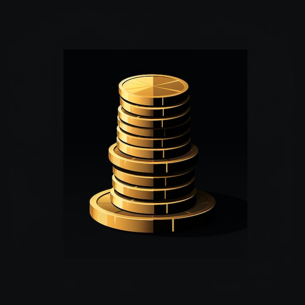 Foto illustrazione del logo minimalista di una pila di 3 monete d'oro