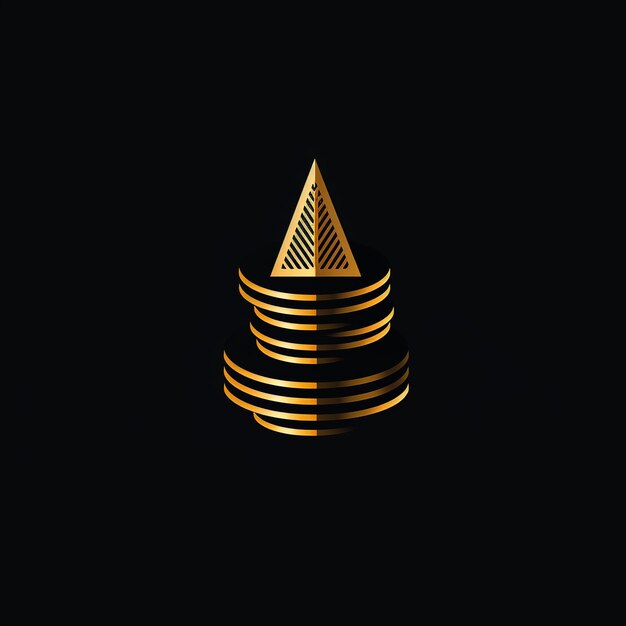 Photo illustration of minimalist logo of pile of 3 gold coins
