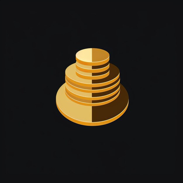 Photo illustration of minimalist logo of pile of 3 gold coins