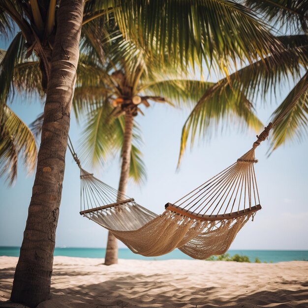 Photo illustration of a minimalist photograph of a hanging hammock between