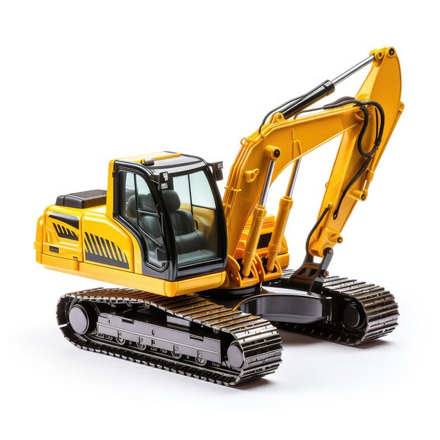 Photo illustration mining excavator toy showcasing fun style