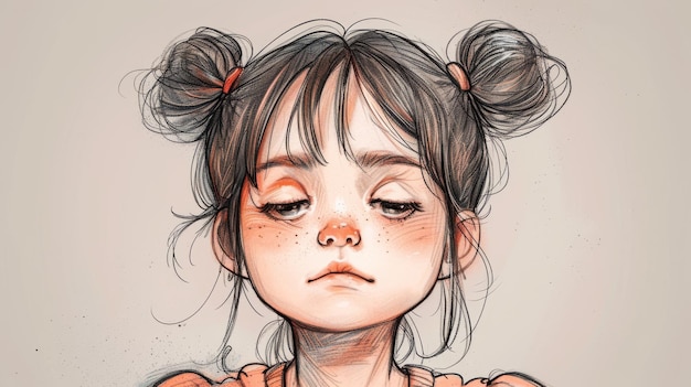 Photo an illustration modern asset depicting a crying little girl