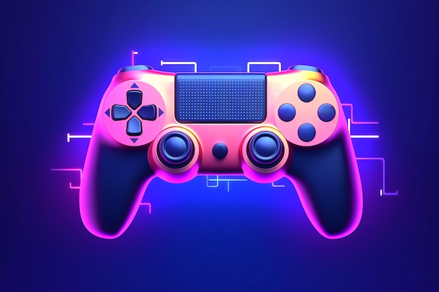 Illustration of a modern gamepad isolated on a blue background