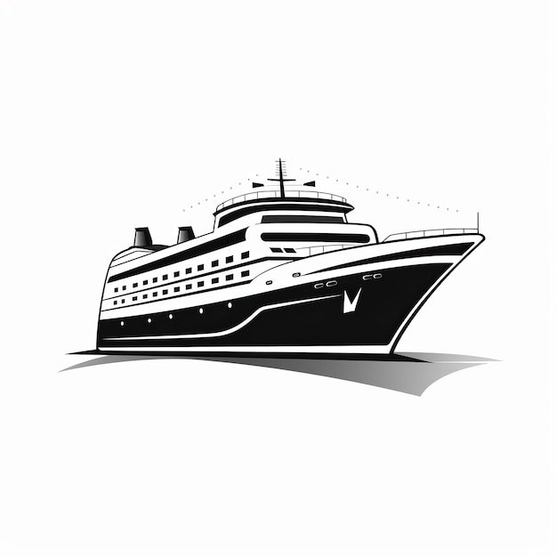 illustration of modern minimalist logo of a cruise ship black vector