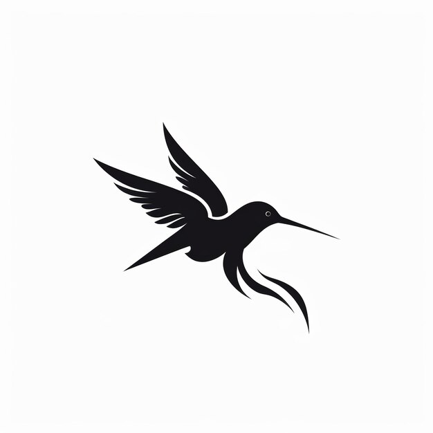 Photo illustration of modern minimalist logo of a hummingbirds black vecto