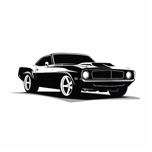 マッスルカー黒ベクトルのモダンなミニマリストのロゴのイラスト