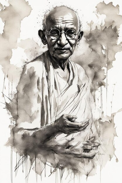 Illustration of Mohandas Karamchand Gandhi or Mahatma Gandhi