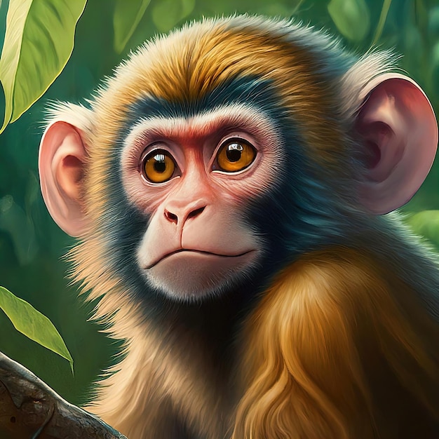 illustration of an monkey on the tree background