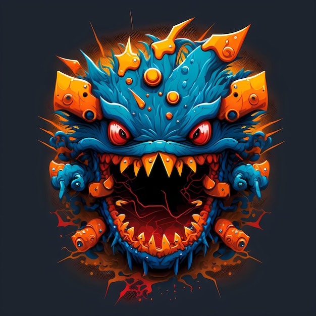 Illustration of a Monster character for tshirt design, cartoon design
