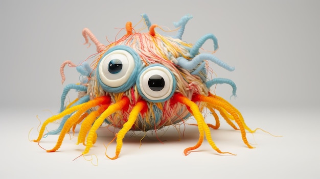 Illustration of a monster made out of yarn its body is also its
