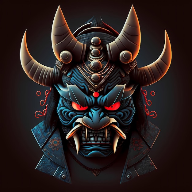 illustration of a monster samurai head design