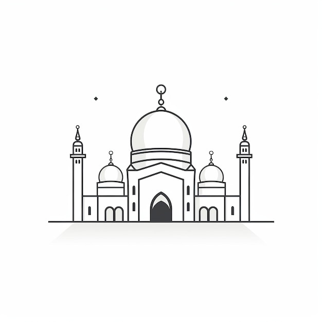 Photo illustration of mosque concept outline symbol design from eid al adhe