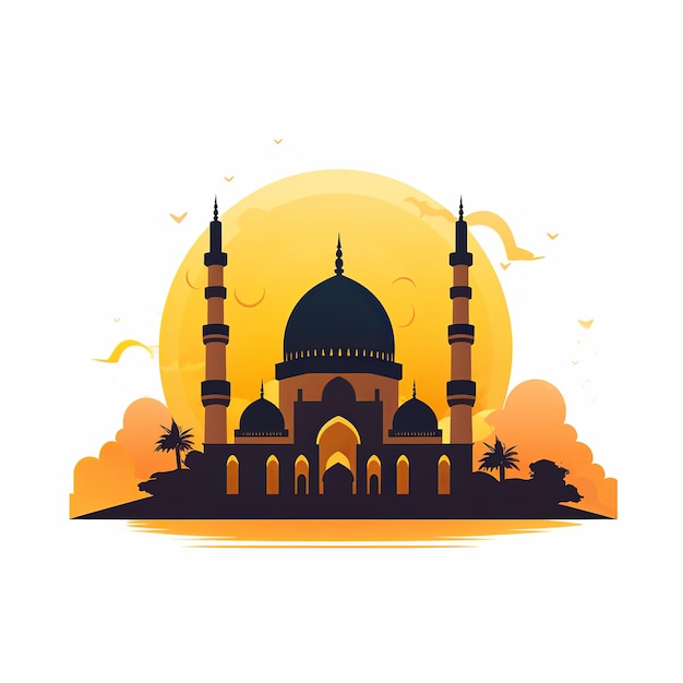 Иллюстрация силуэта мечети, векторная иллюстрация исламского символа
