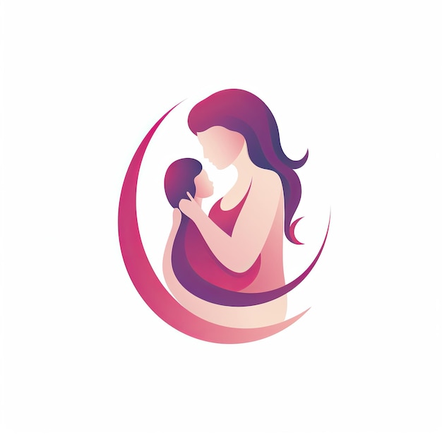Photo illustration of mother and baby stylized vector symbol mom hugs her
