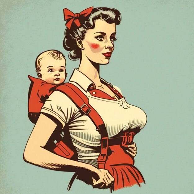 Foto illustrazione madre che porta un bambino ai generativo