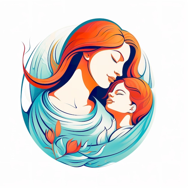 An illustration of a mother and her baby