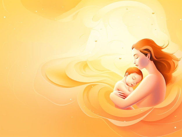 Illustration of mother holding her baby