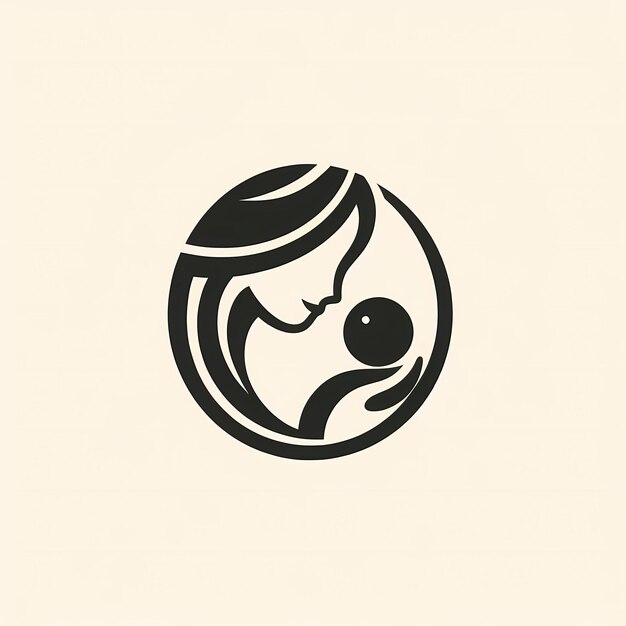 illustration of mother silhouette with her baby Card of Happy Mothers Day Logo of beautiful woman and child