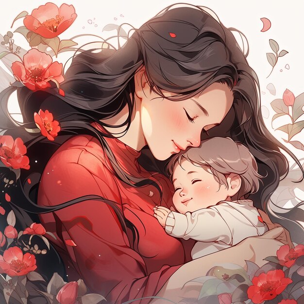 illustration Mothers Day in red