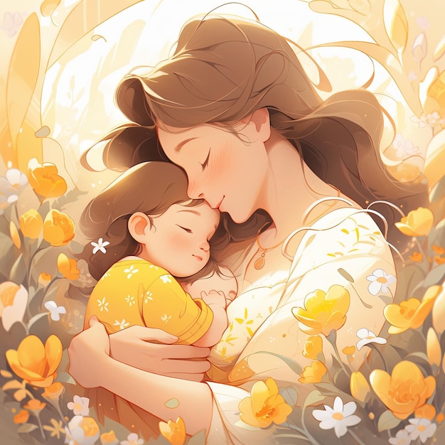 illustration Mothers Day in yellow