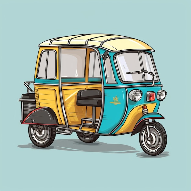 Illustration of a motor rickshaw on a plain background