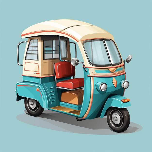 Illustration of a motor rickshaw on a plain background