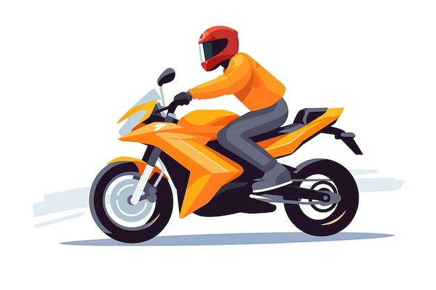 illustration of a motorcyclist riding a motorcycle and wearing a helmet