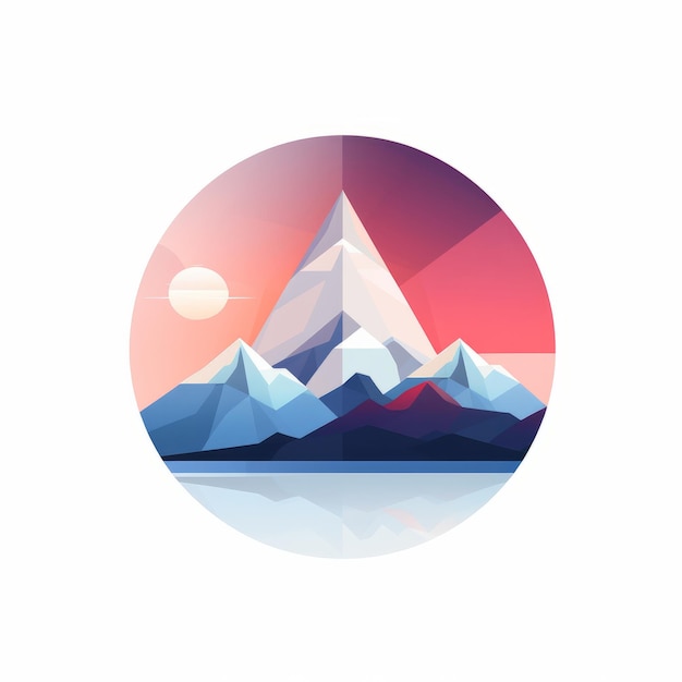 an illustration of a mountain with the sun in the background