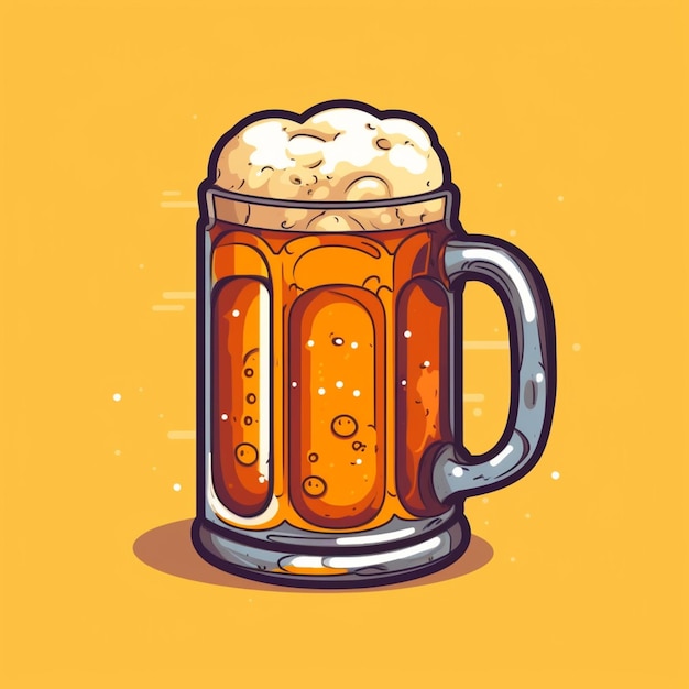 Photo illustration of a mug of beer with foamy foam generative ai