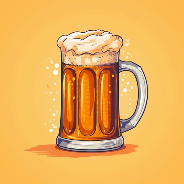 Illustration of a mug of beer with foamy foam on top generative ai