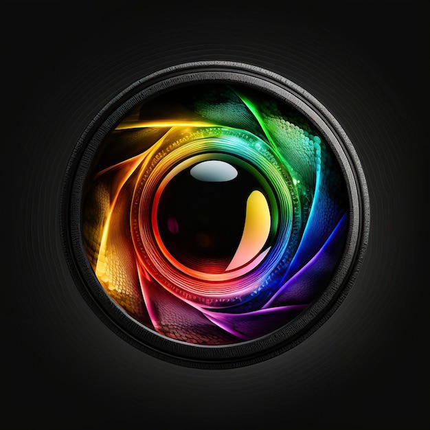 Photo illustration multicolor camera lens image by ai