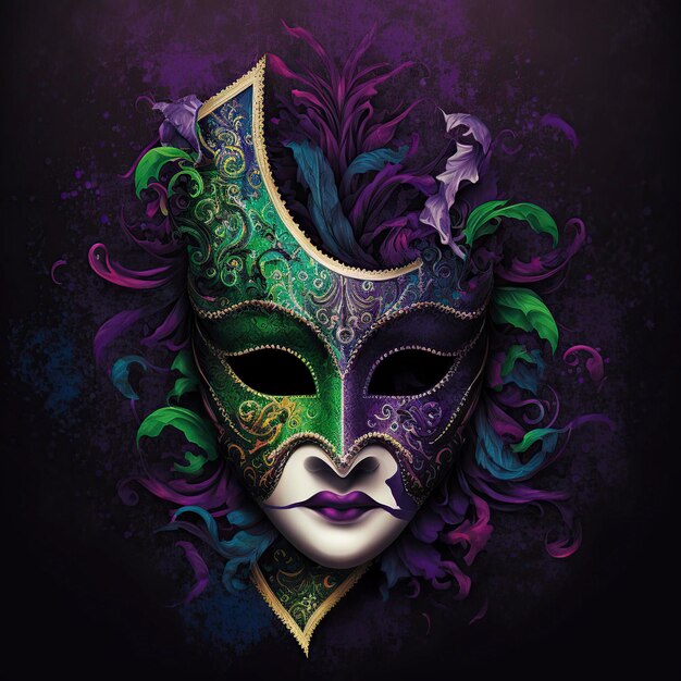 Иллюстрация многоцветного изображения карнавальной маски, сгенерированного ИИ