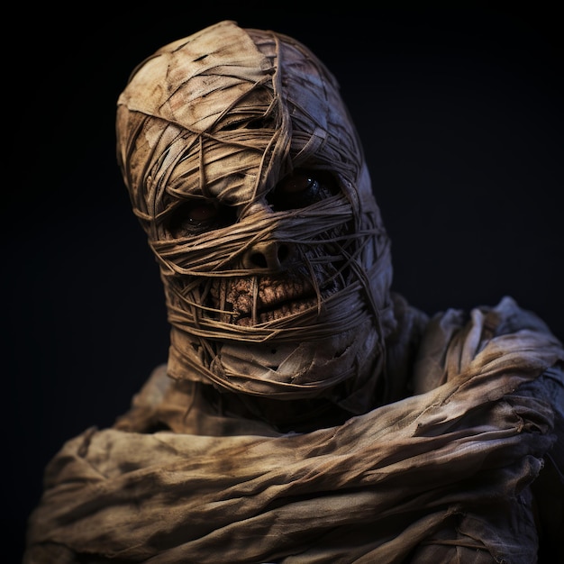 illustration of mummy with bandages spooky dirty old realistic