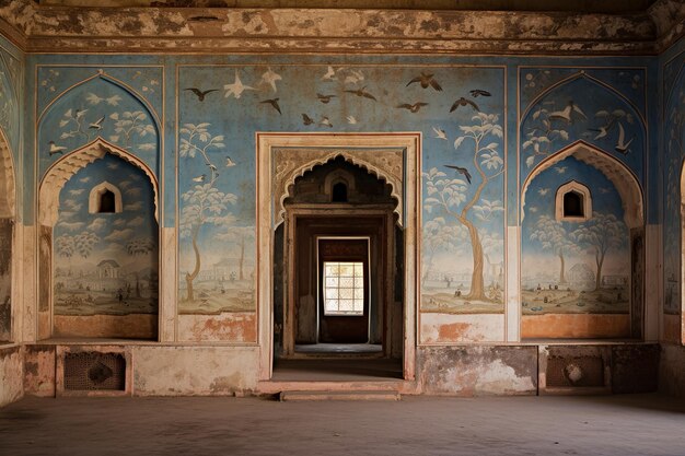 Photo illustration of murals of jahangir mahal citadel orchha palace