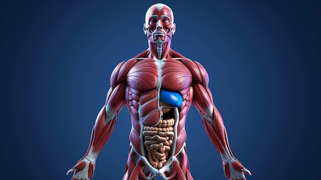 Illustration of muscle system in human body