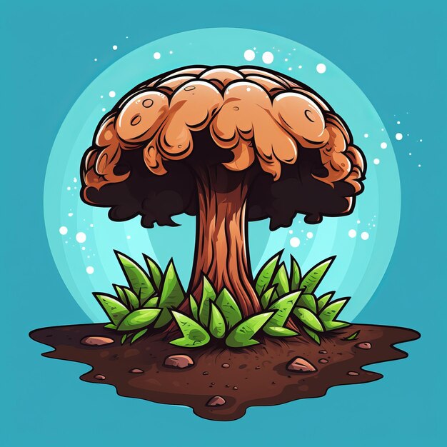 Photo an illustration of a mushroom on top of a plant