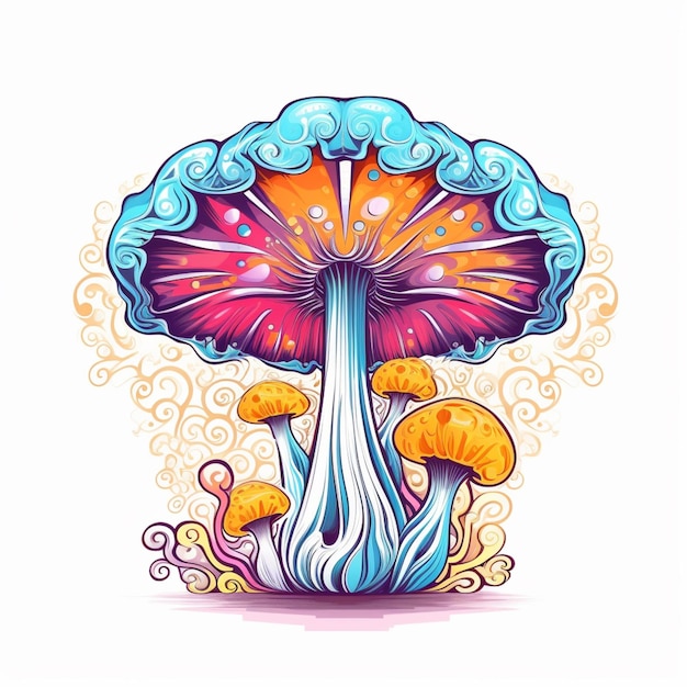 illustration of a mushroom with a swirly pattern on its head generative ai