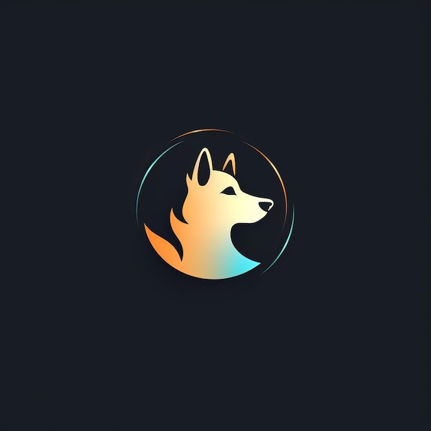 illustration of a music logo a dog listening music minimal