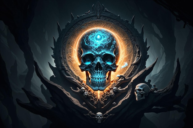 illustration of a mystic skull with astral energy