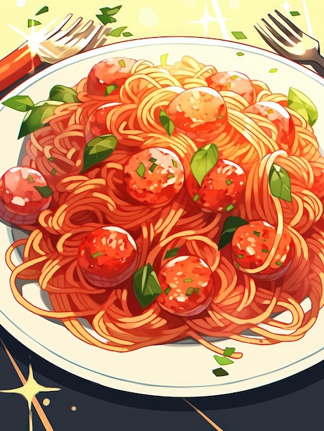 illustration National Spaghetti Day in green