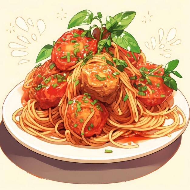 Illustration national spaghetti day in green