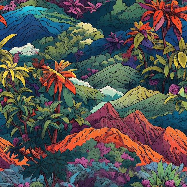 иллюстрация природного ландшафта в Коста-Рике