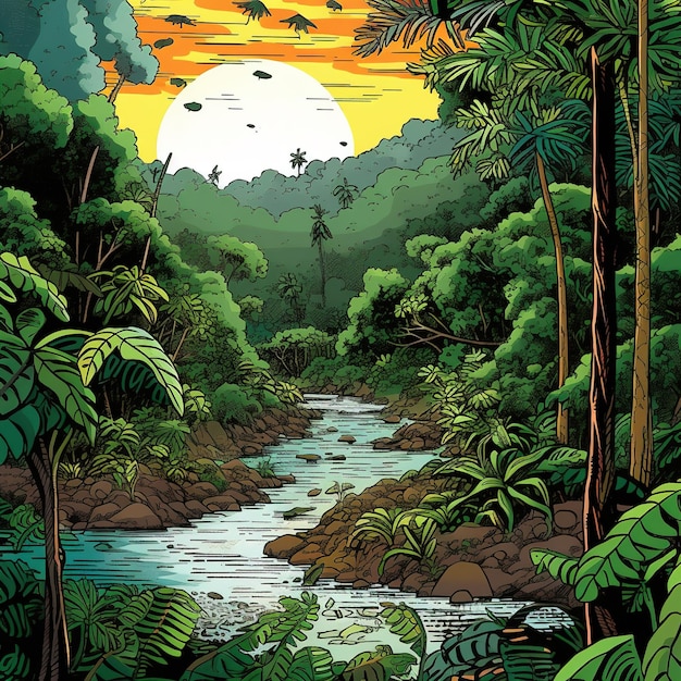 illustration of a natural landscape in Costa Rica