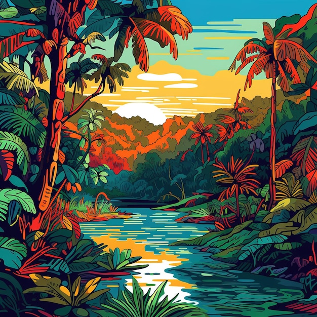 illustration of a natural landscape in Costa Rica