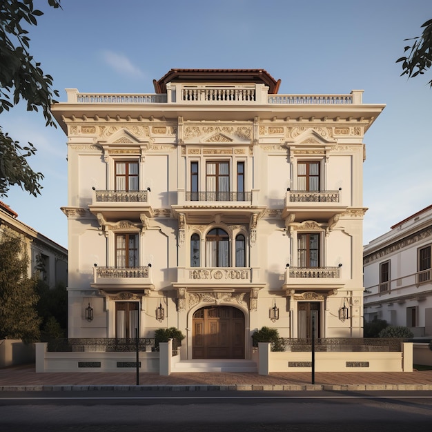 illustration of neoclassical house Kavala