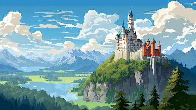 Illustration of the Neuschwanstein Castle