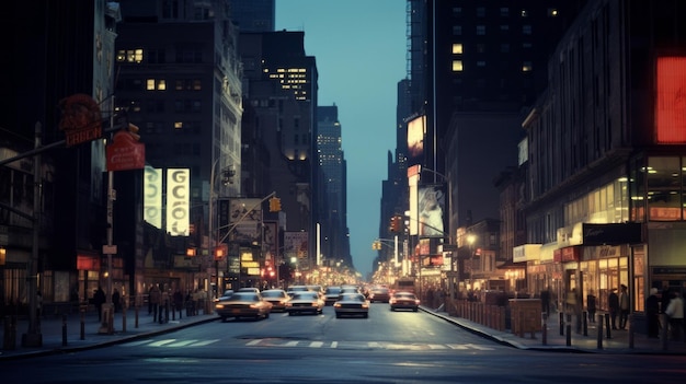 Illustration of New York life in the 1960s Digital photorealistic illustration Streets of New York