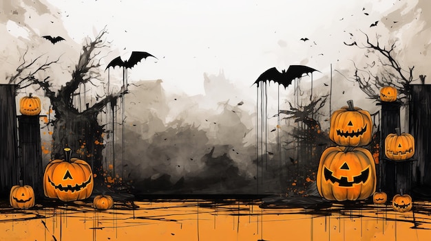 Illustration of a nice halloween backdrop with kidthemed hallowee